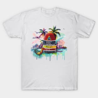 Key West Southern Most Point in US Marker with Cuban Background - WelshDesigns T-Shirt